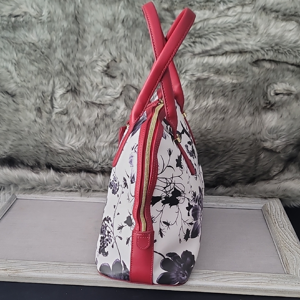 Reaction Kenneth Cole Black, White and Red Floral Shoulder Bag - Picture 7 of 16
